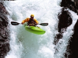 Pro Kayaker Brad Ludden, Running a Waterfall, Rattlesnake Creek, California