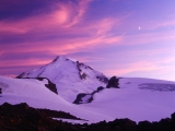 Crescent Moon Over Mount Baker at Sunset, Washington