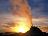 White Dome Geyser Sunset, Lower Geyser Basin, Yellowstone National Park, Wyoming